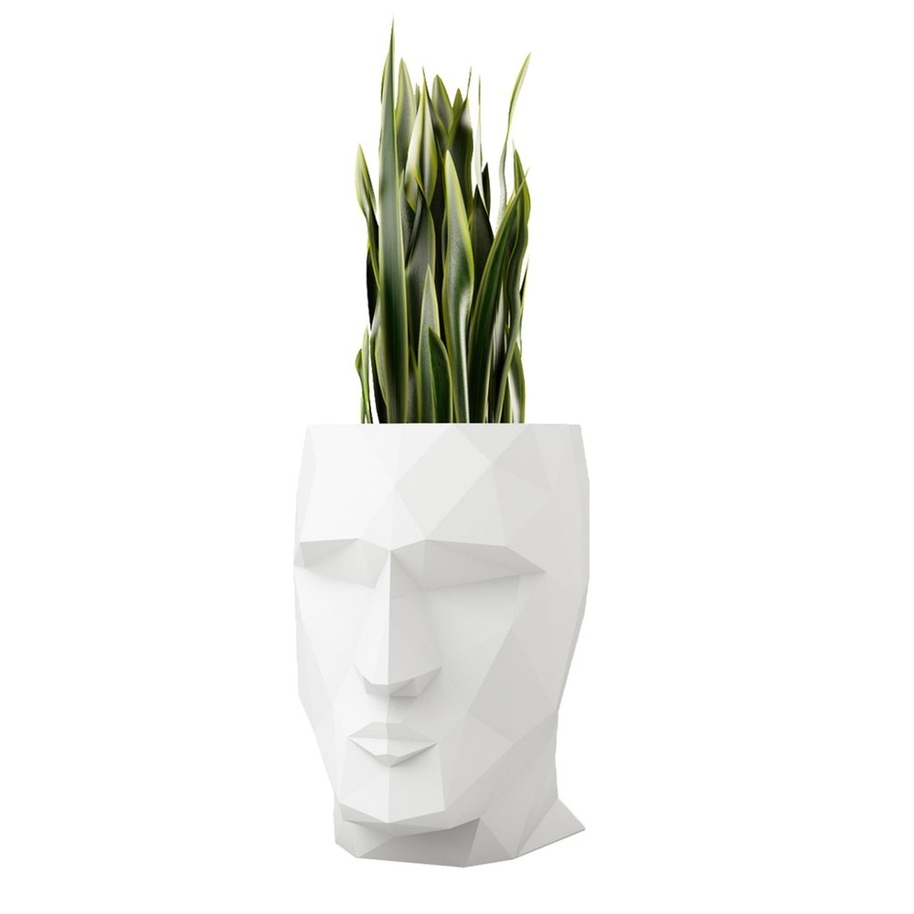 Vondom Modern White Geometric Face Planter Sculpture